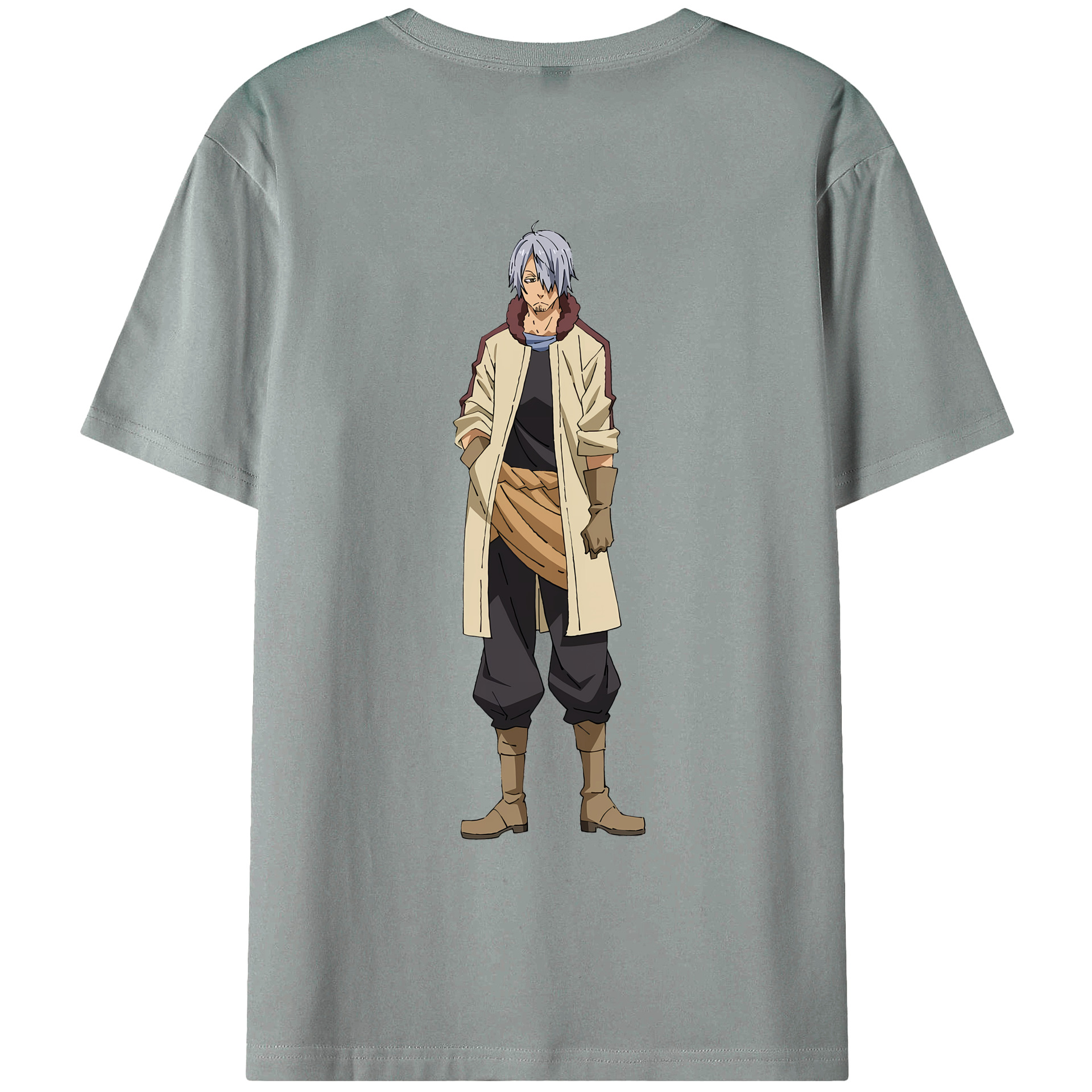 （画像用） 転スラ Regarding Reincarnated to Slime 綿100％ メンズ半袖Tシャツ（バックプリント） 通気性